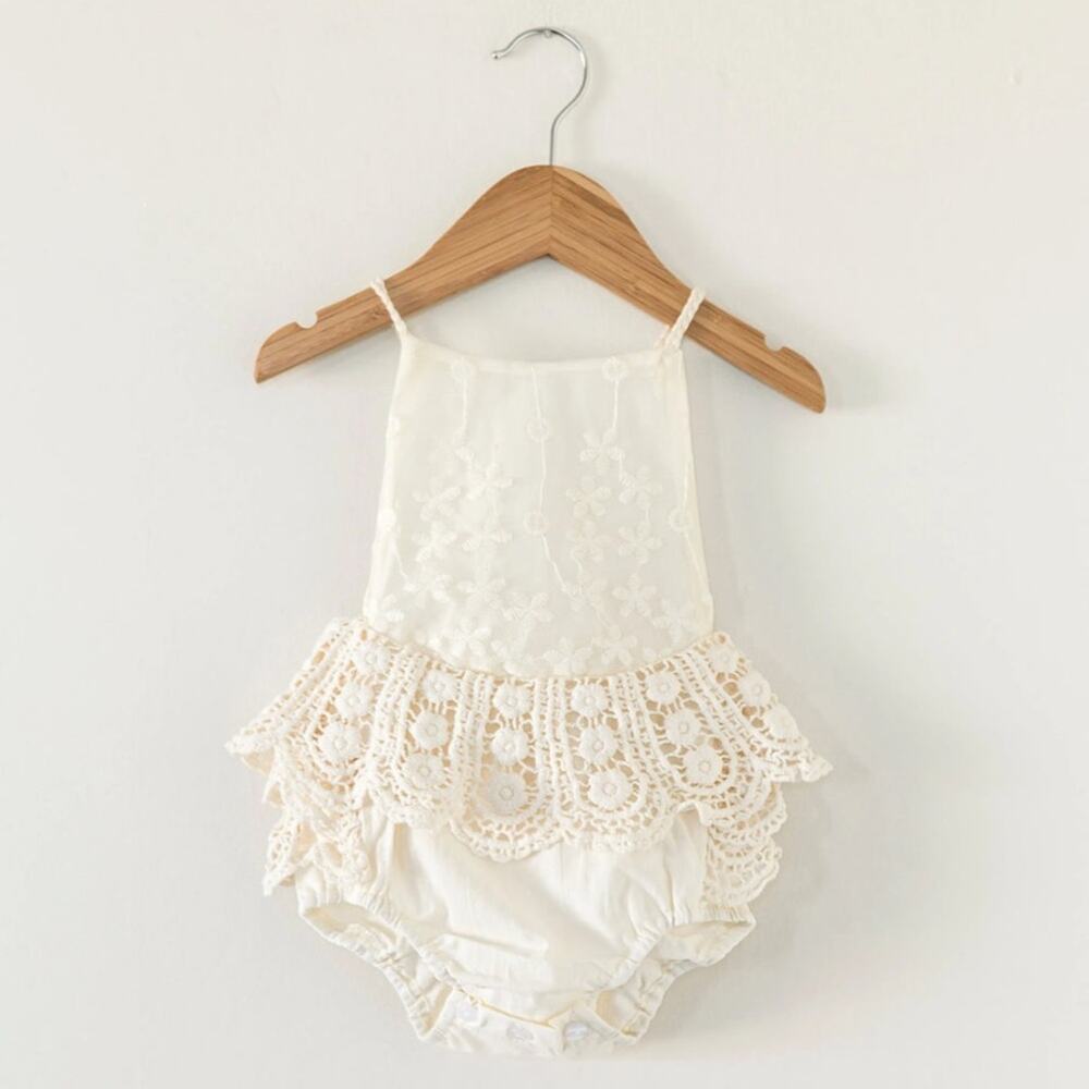 Reverie Threads Boho Lace Baby Romper 6-12M NWT Cottagecore